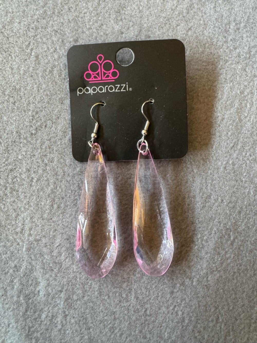paparazzi Pink Iridescent Teardrop Dangle Earrings